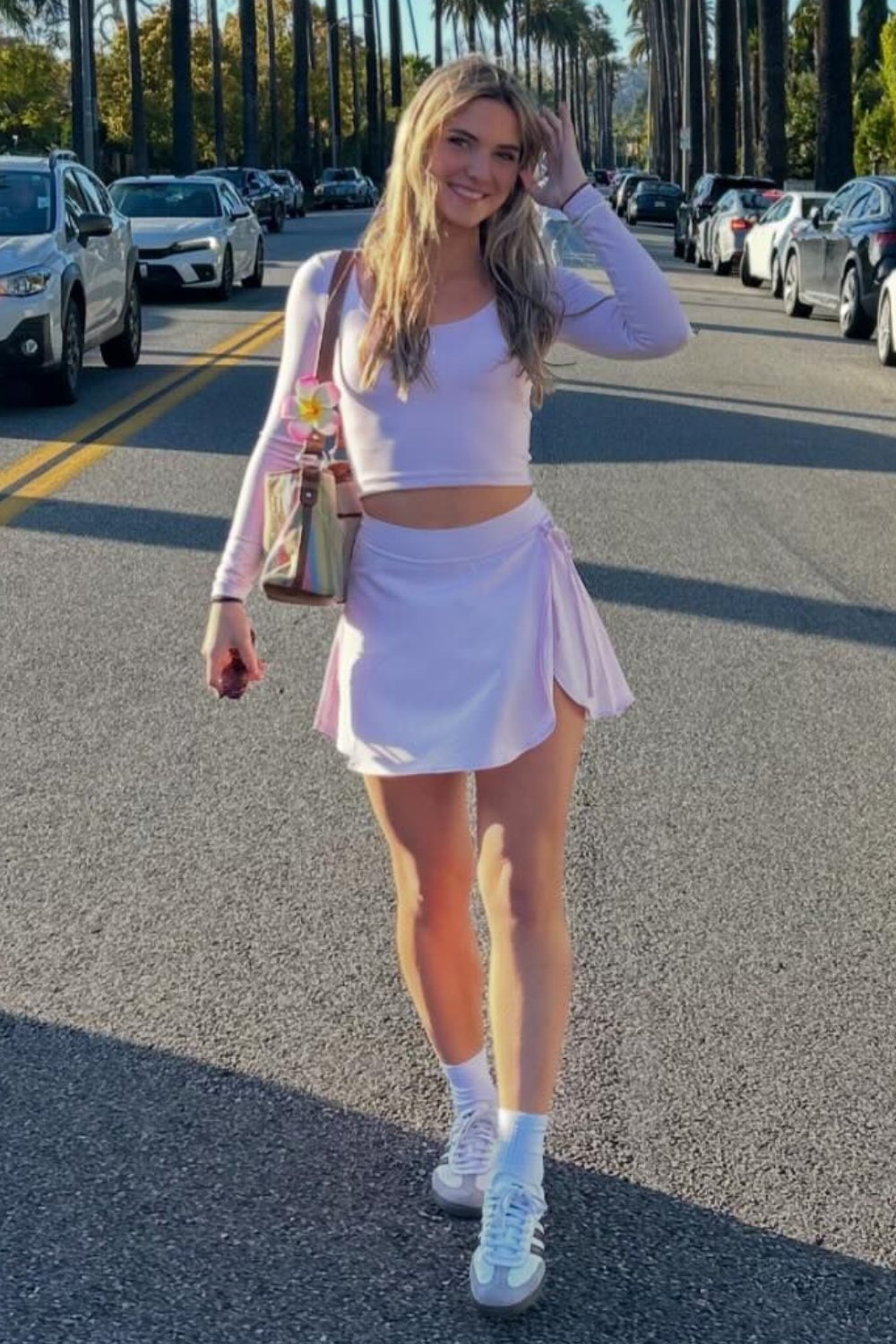 White Long Sleeve Crop Top & Mini Skirt