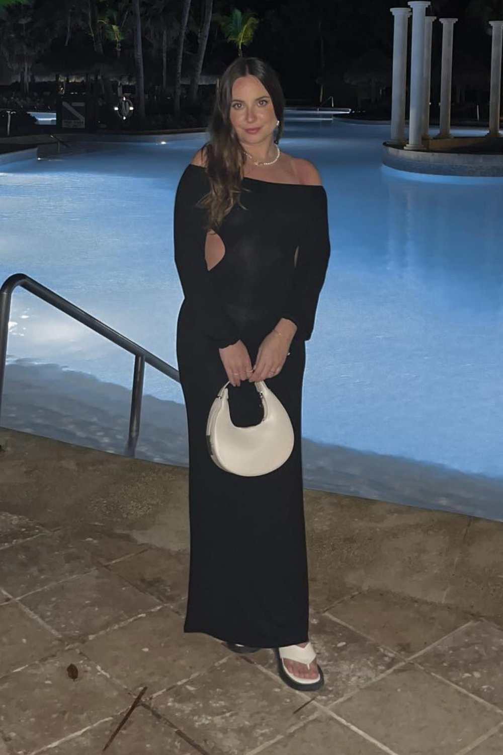 Black Off-Shoulder Long Sleeve Bodycon Maxi Dress