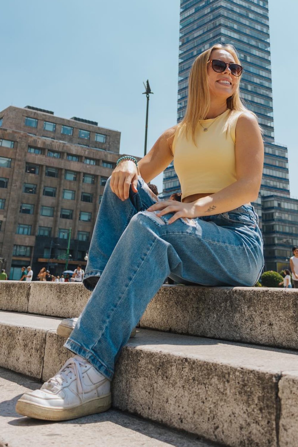 Crop Top & High-Waisted Blue Jeans