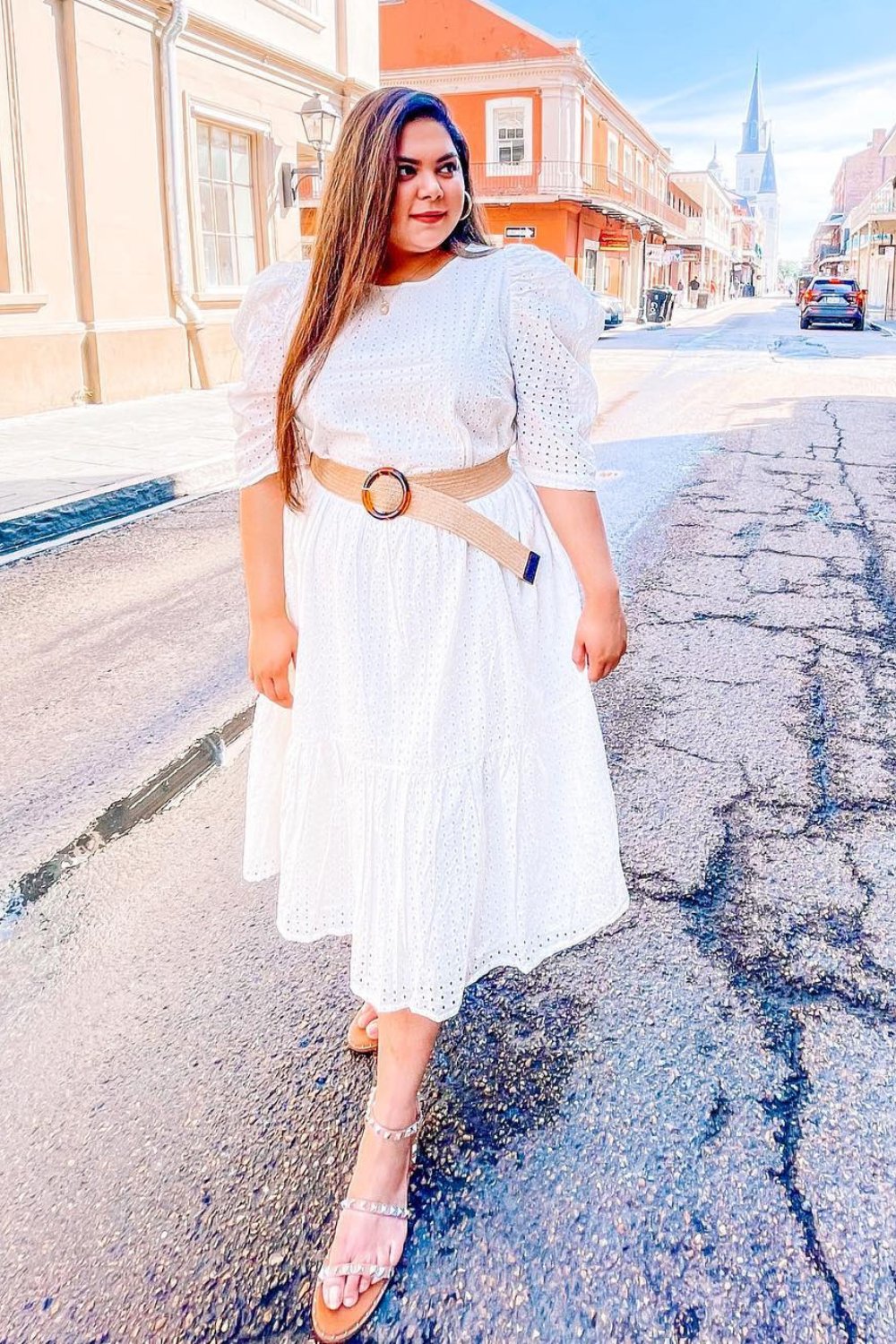 White Eyelet Midi Dress