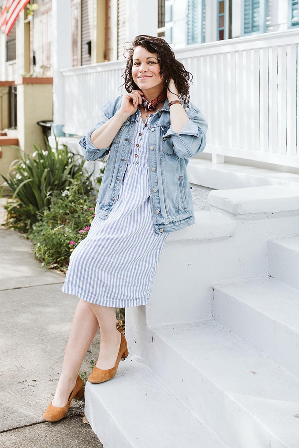 Midi Dress and Denim Jacket