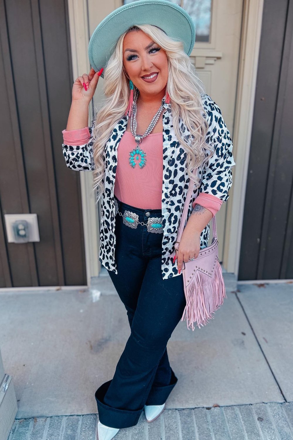 Pink Tank and Leopard Cardigan Combo