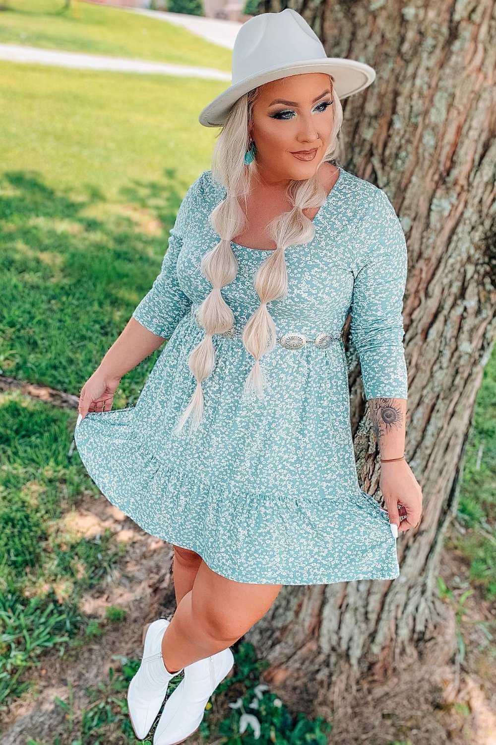 Mint Green Floral Mini Dress