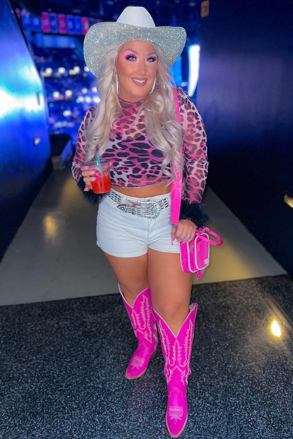 Pink Leopard Crop Top and White Shorts