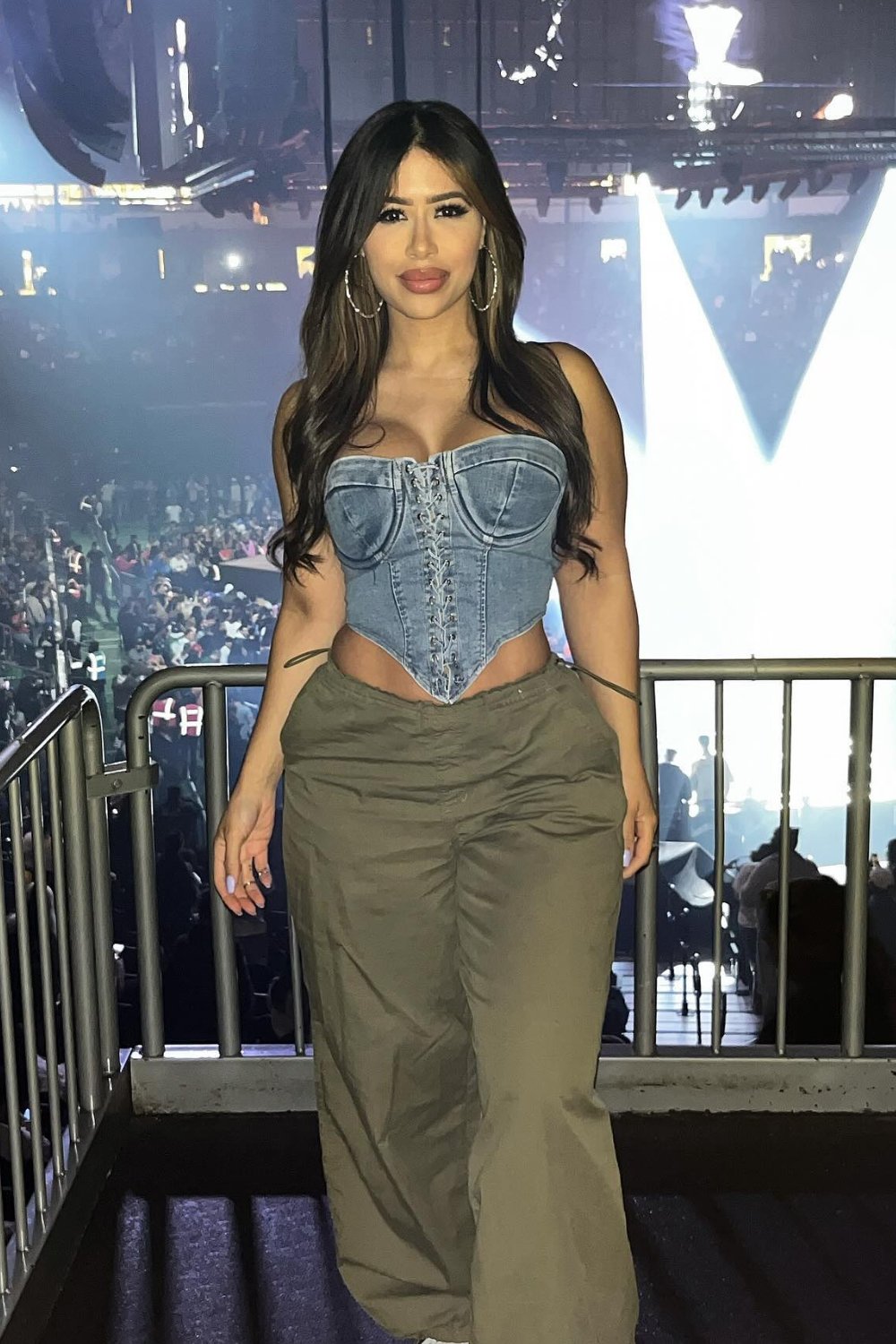 Denim Corset Top and Wide-Leg Pants