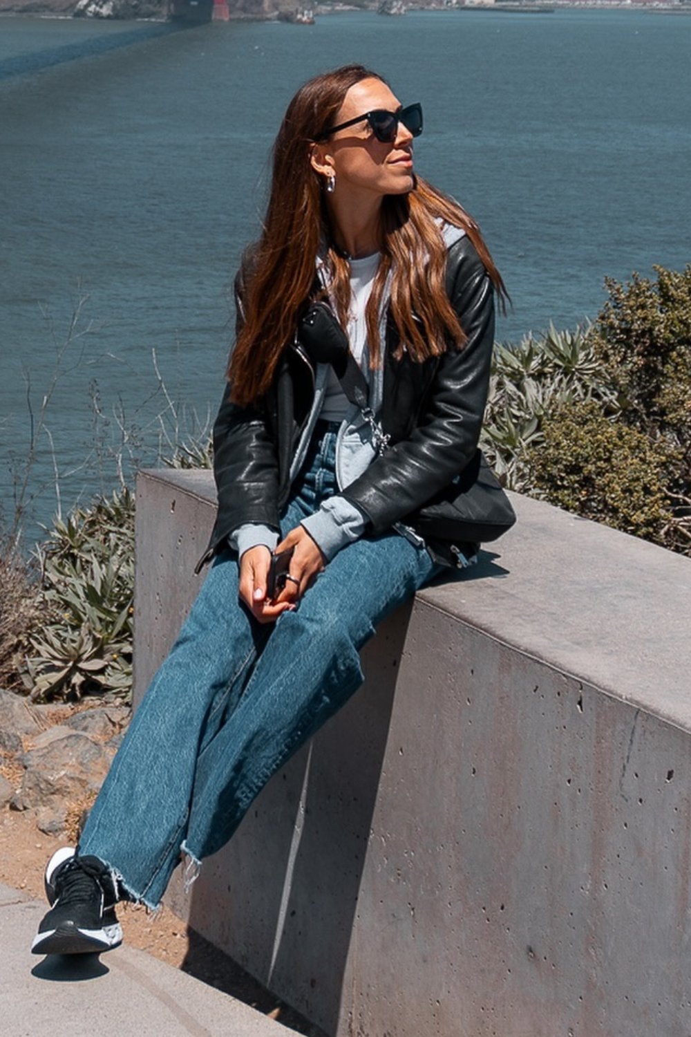 White Leather Jacket and Jeans