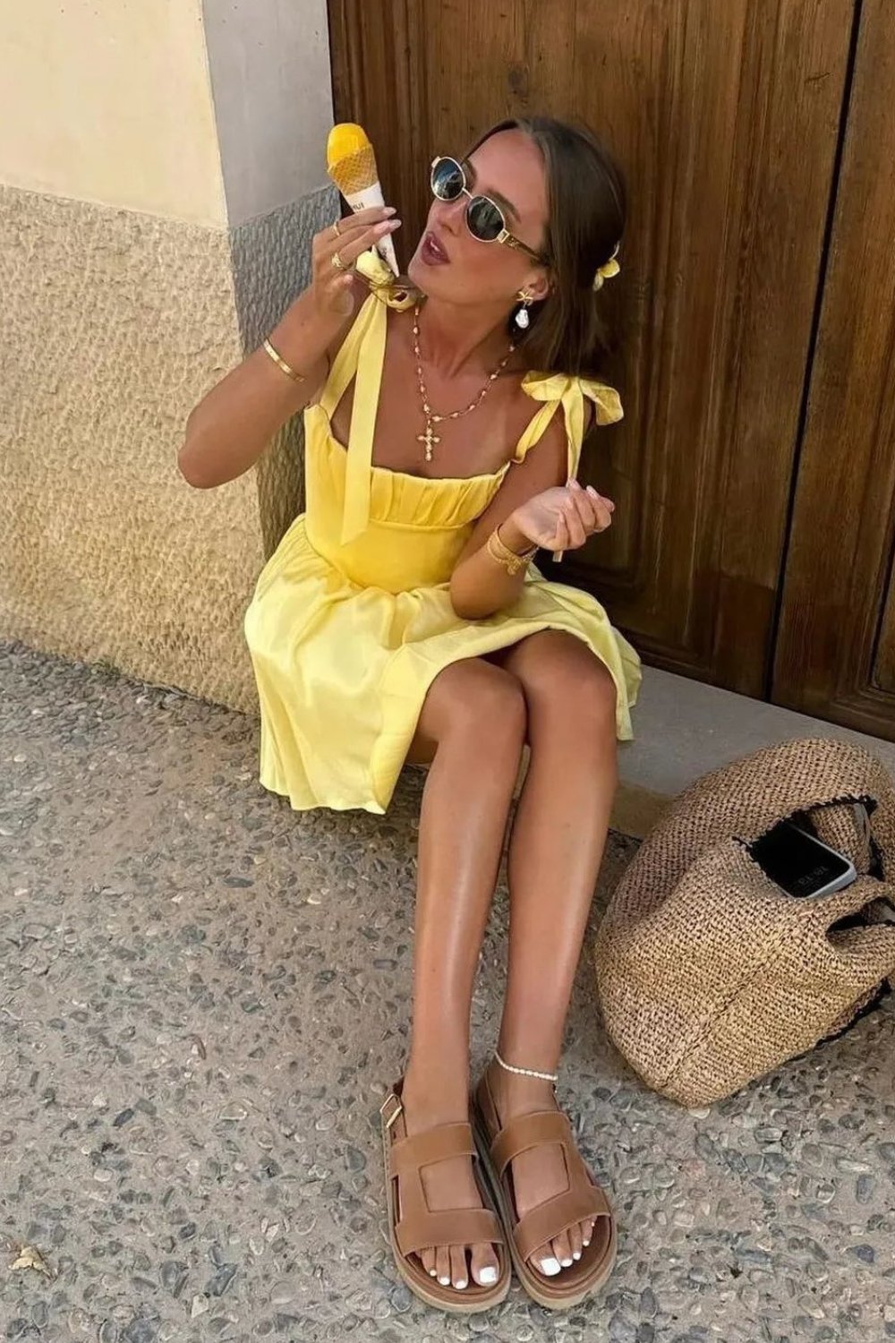 Yellow Sundress with Tie Straps