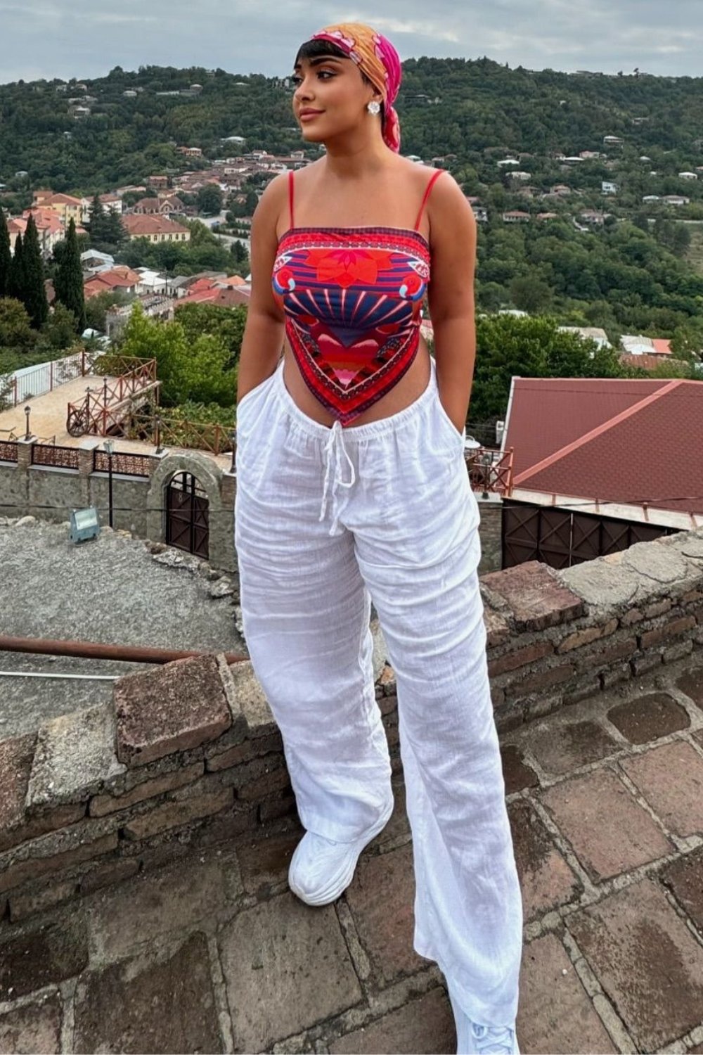 Bandana Top with Wide-Leg Pants