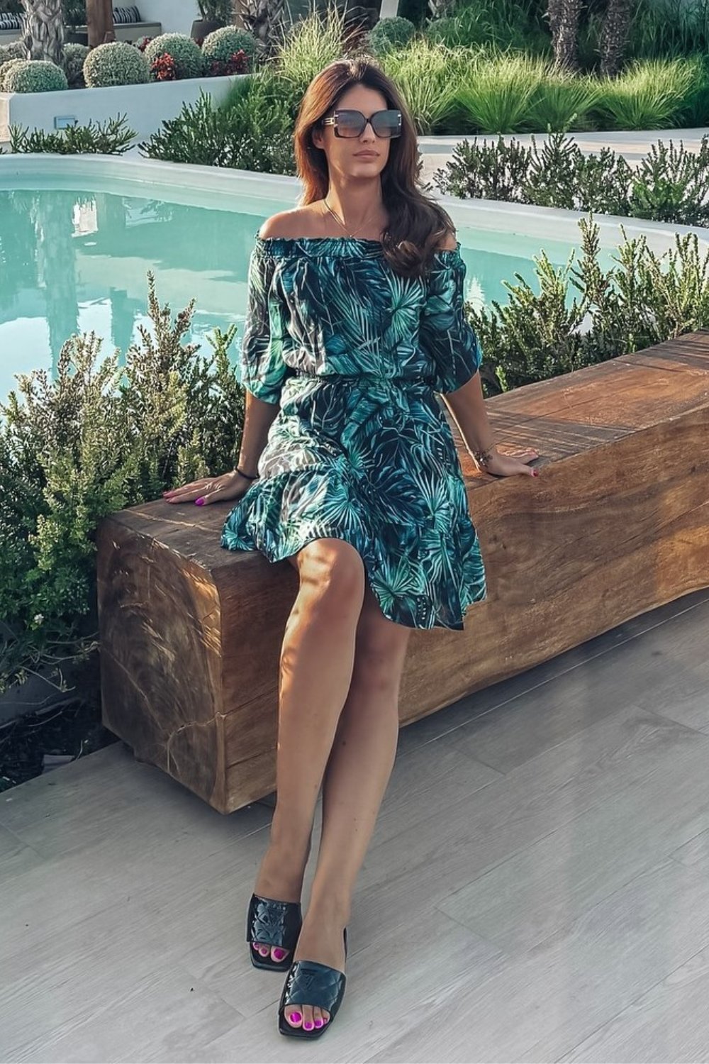 Teal Off-Shoulder Dress