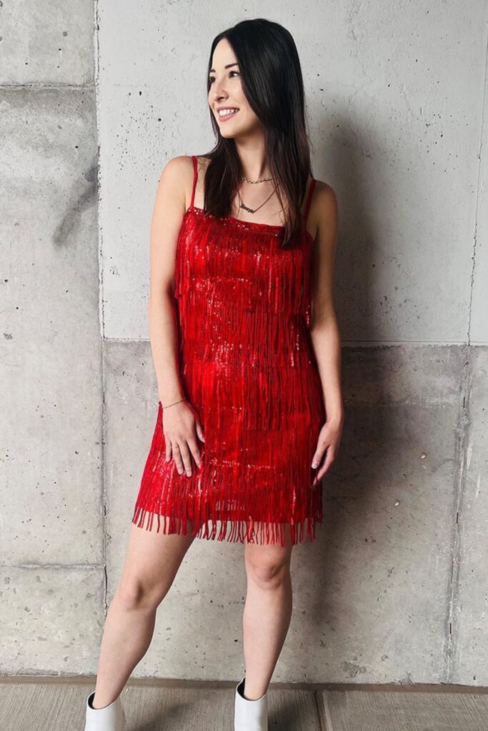 Red Fringe Mini Dress