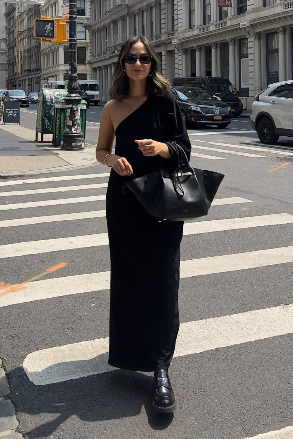 Black One-Shoulder Maxi Dress