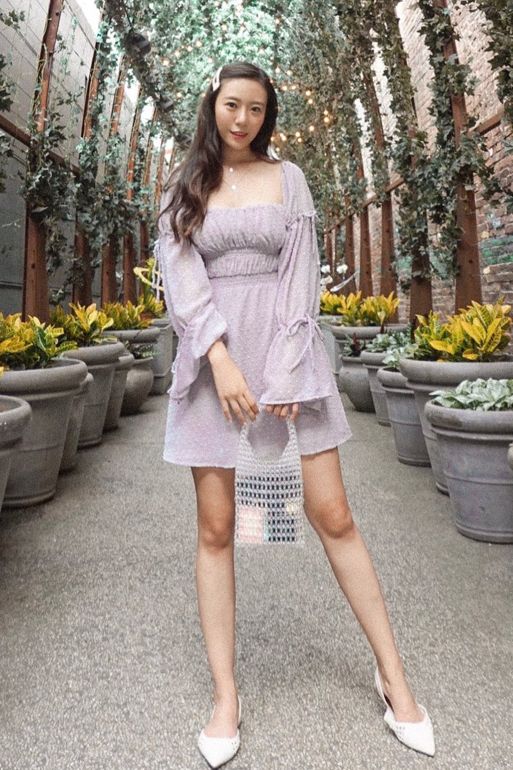 Lavender Off-Shoulder Mini Dress