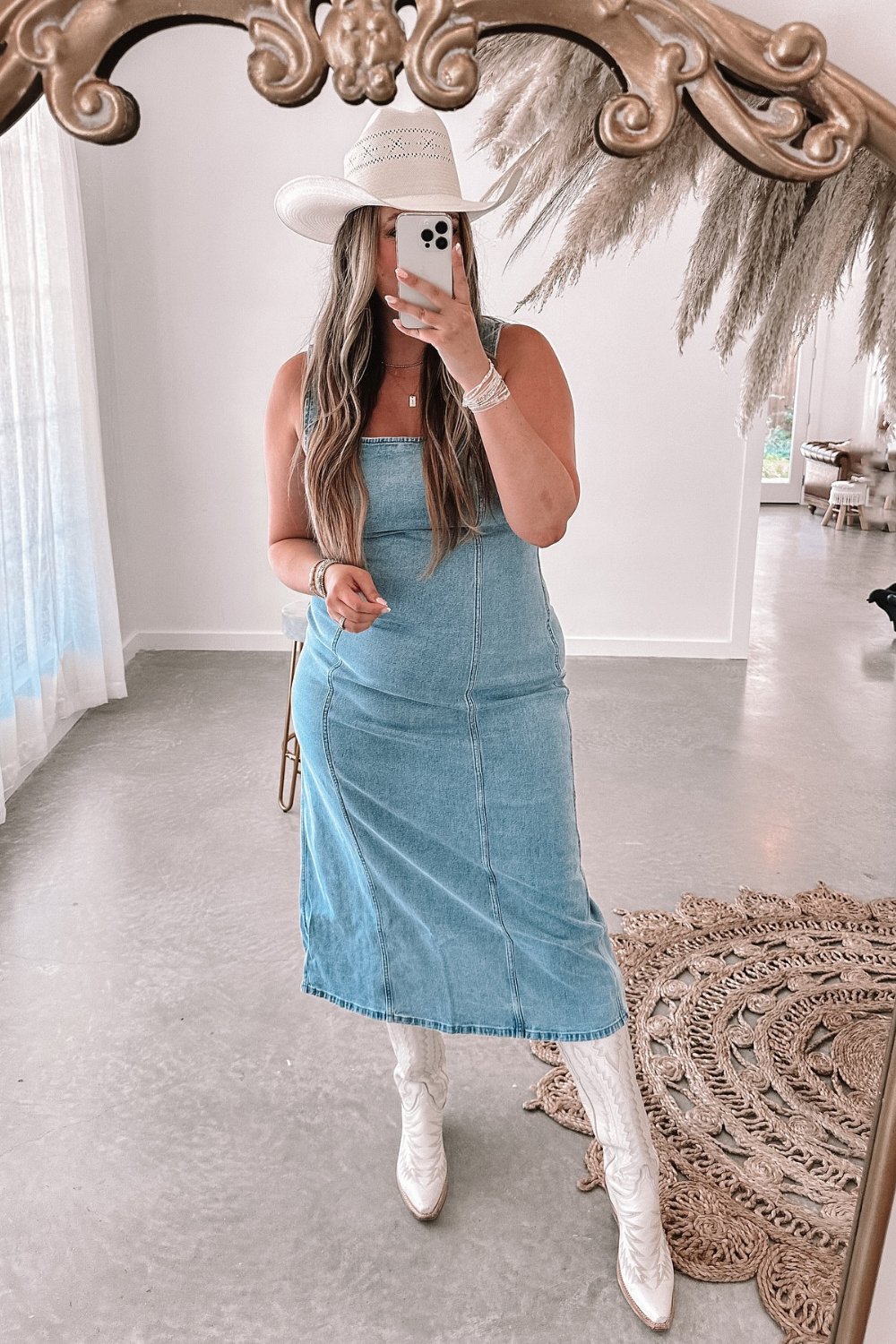 Light Blue Denim Maxi Dress