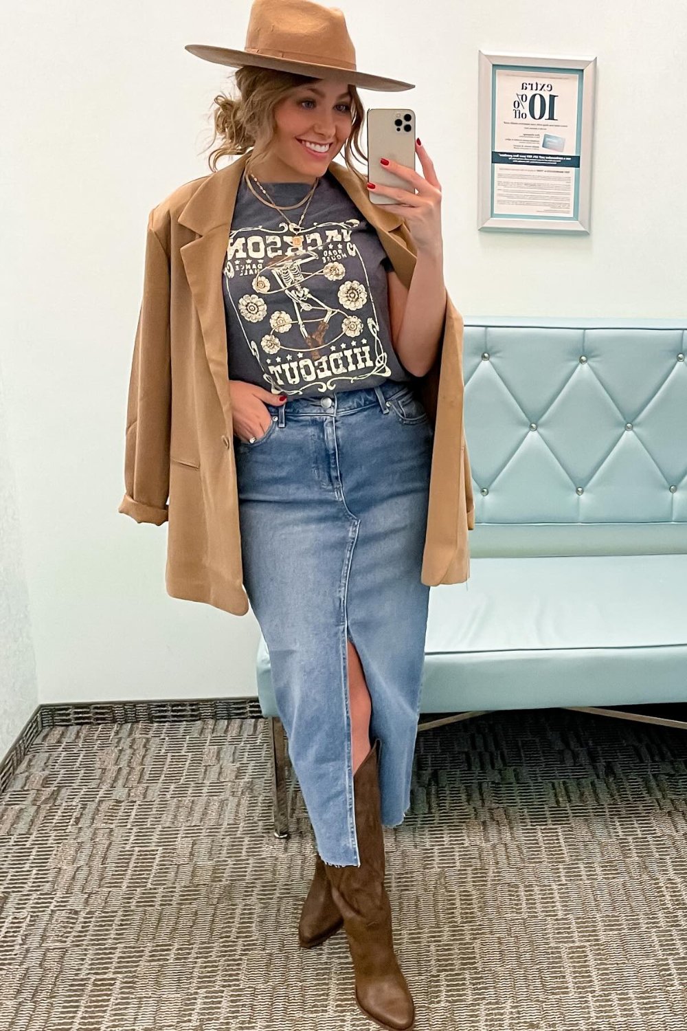 Graphic Tee and Denim Skirt Combo