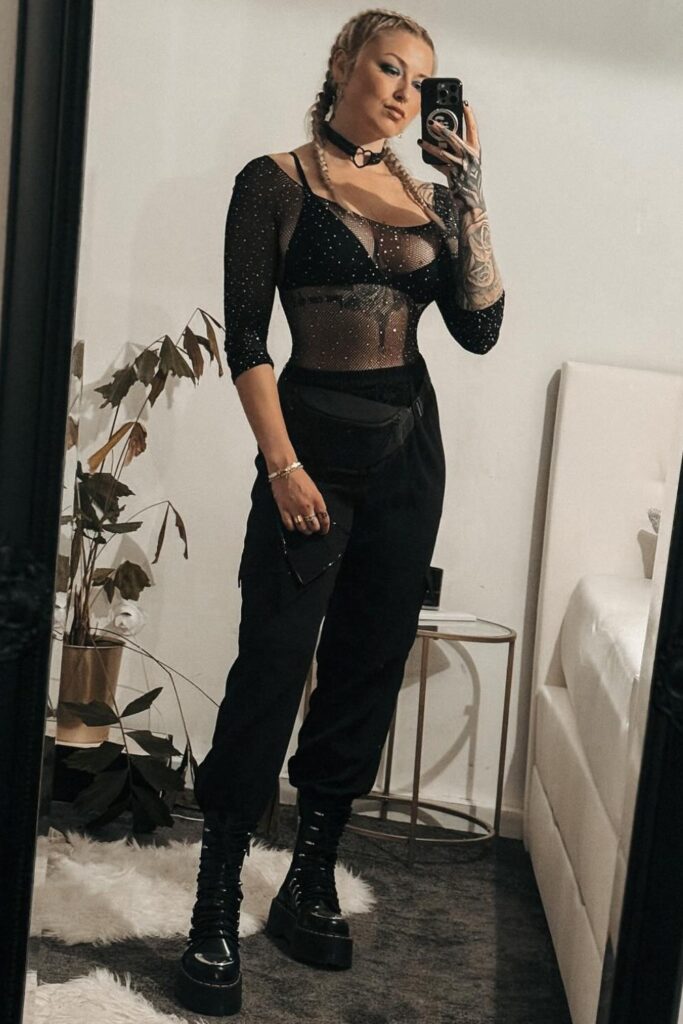 Sparkly Bodysuit with Wide-Leg Pants