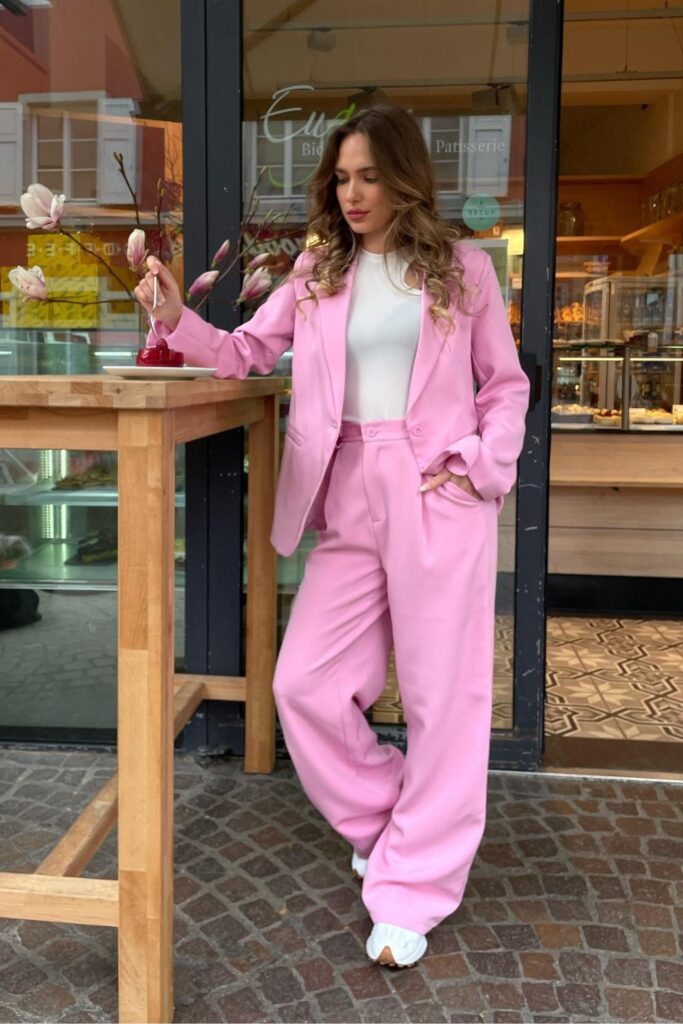 Pink Suit with Sneakers