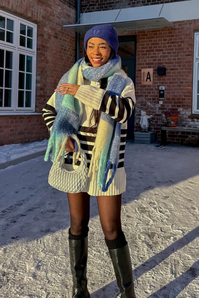 Striped Sweater and Colorful Scarf