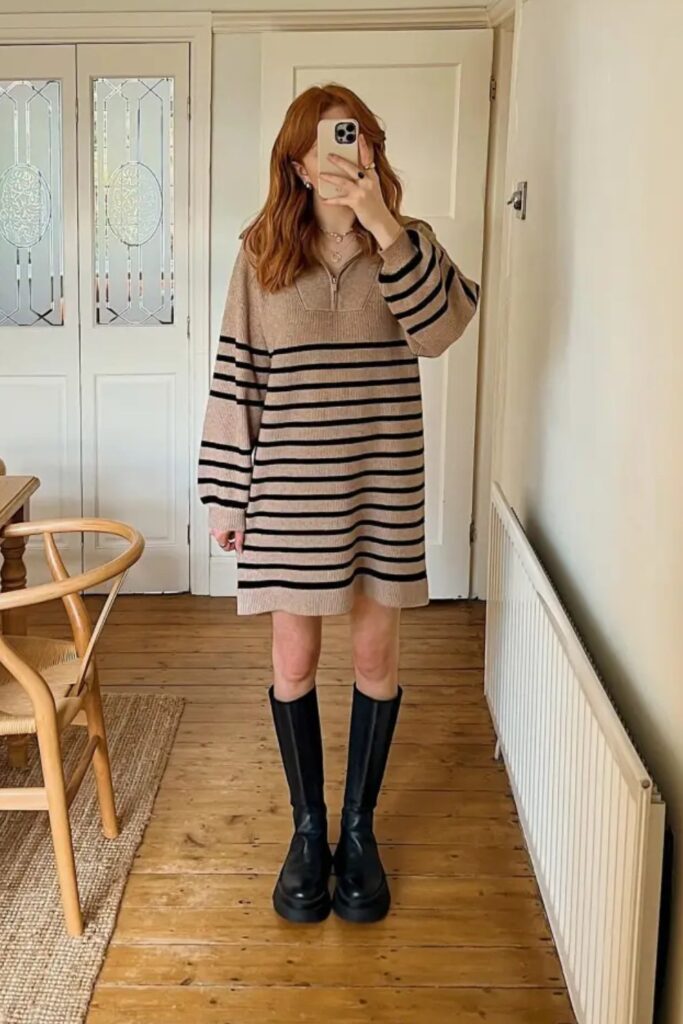 Half-Zip Jumper Dress and Boots