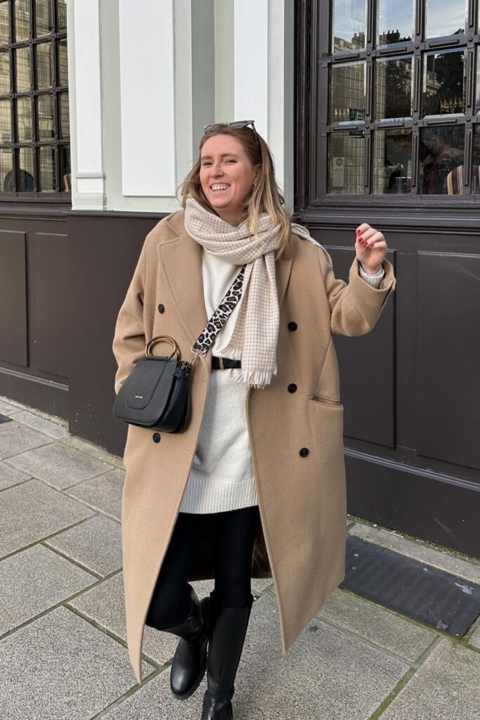 Coat, Sweater, Leggings, and Ankle Boots