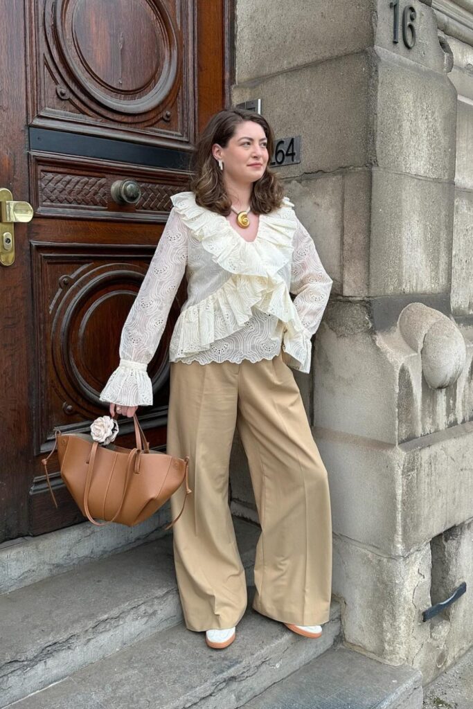 Lace Blouse, Wide-Leg Trousers