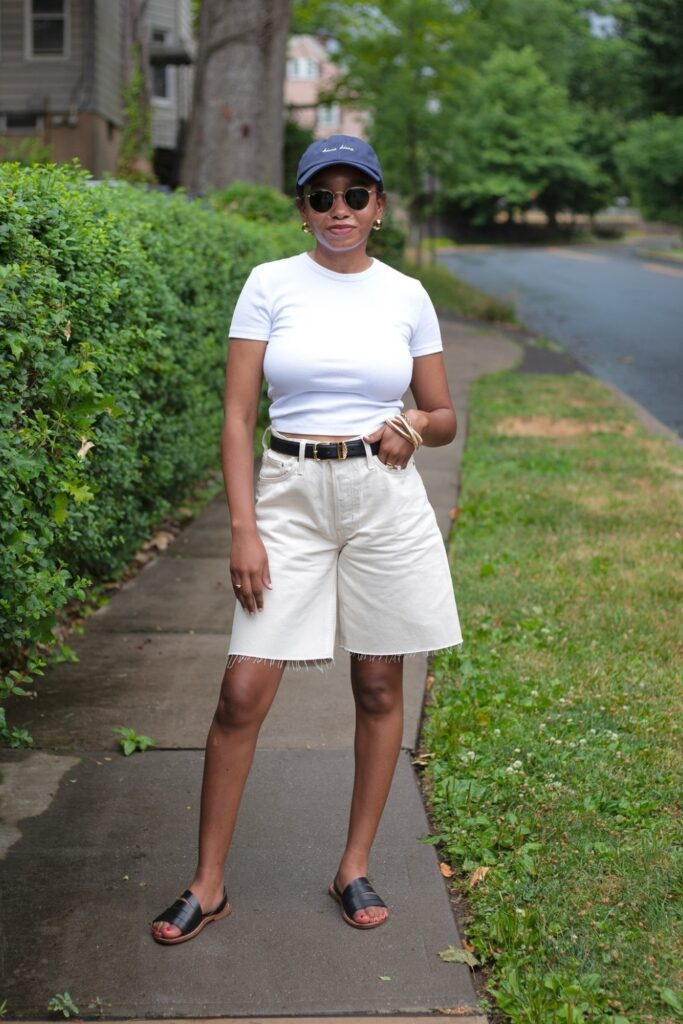 White Tee and Off-White Bermudas