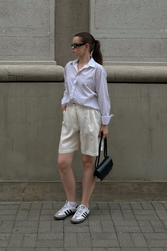 Button-Up and Cream Bermudas