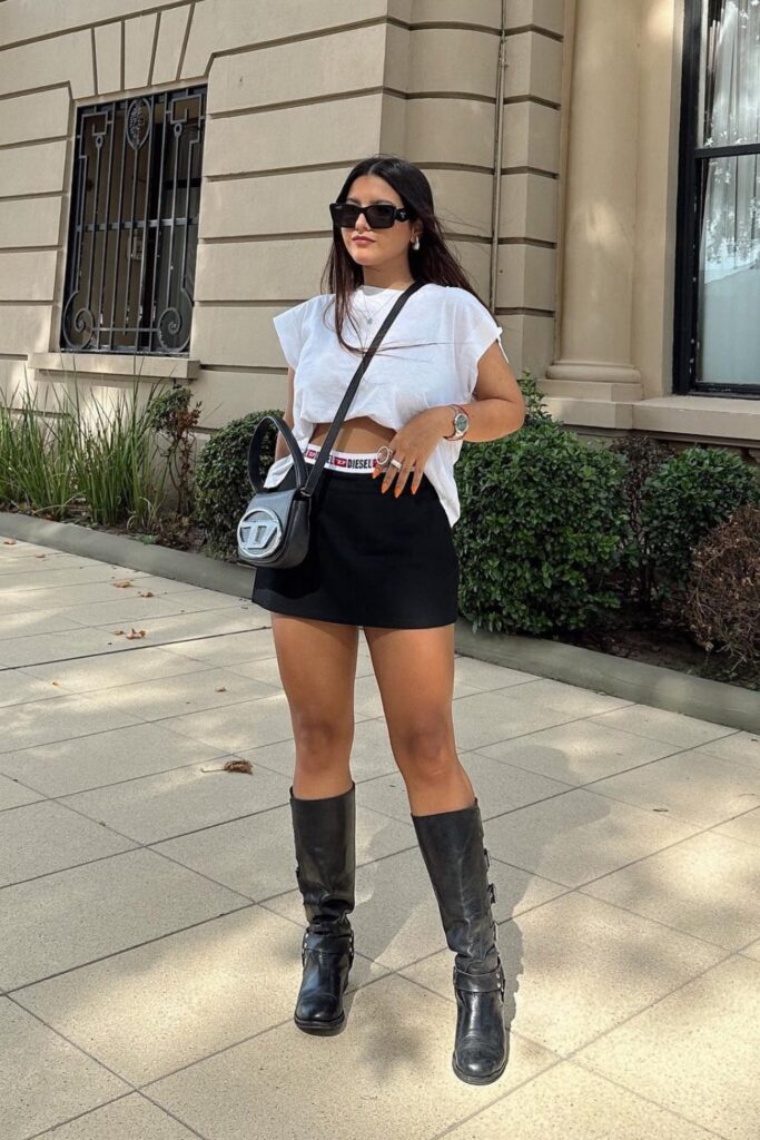 Classic White Tee and Mini Skirt Combo