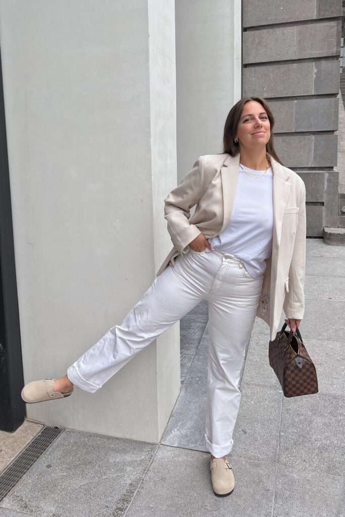 Oversized Blazer and White Jeans