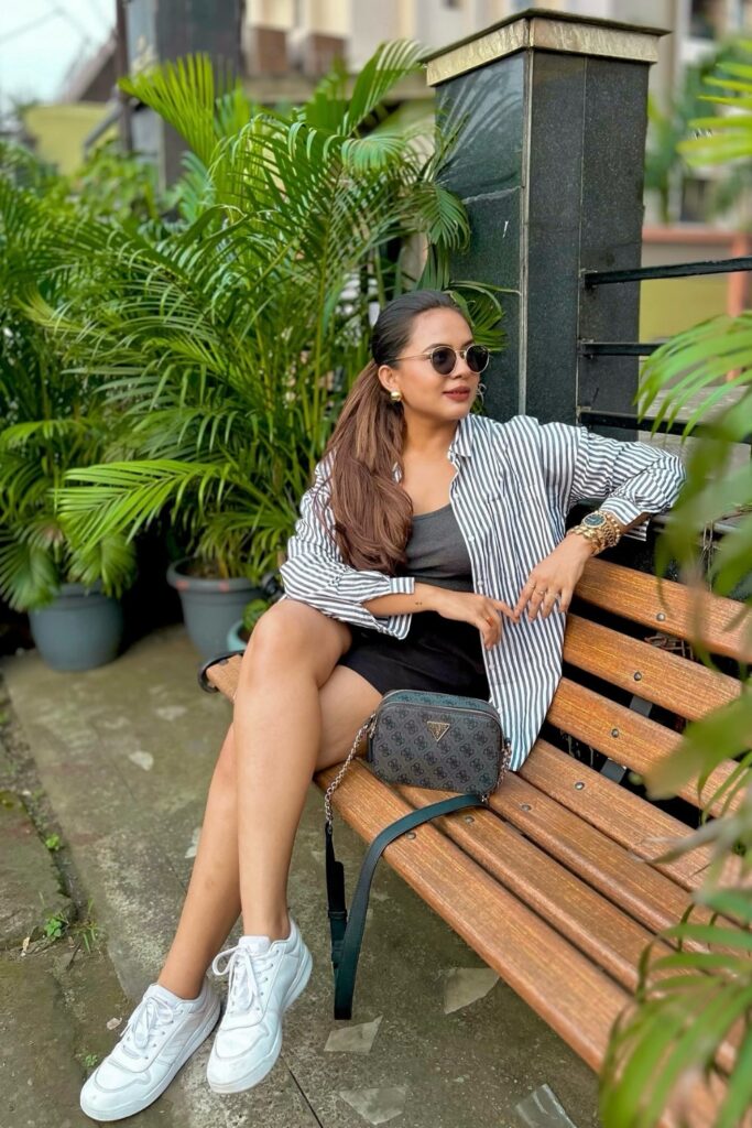 Gray Tank and Striped Button-Up