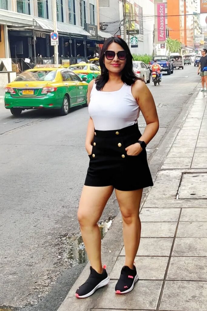 White Tank and High-Waisted Shorts