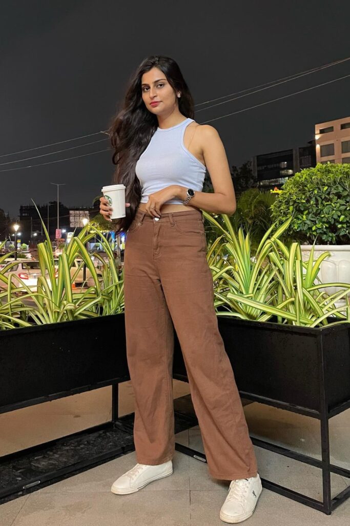 Cropped Tank Top and Brown Wide-Legs