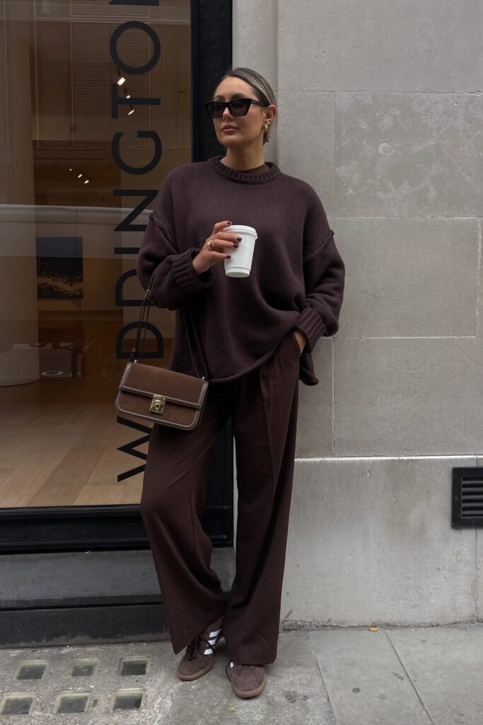 Oversized Brown Sweater and Trousers