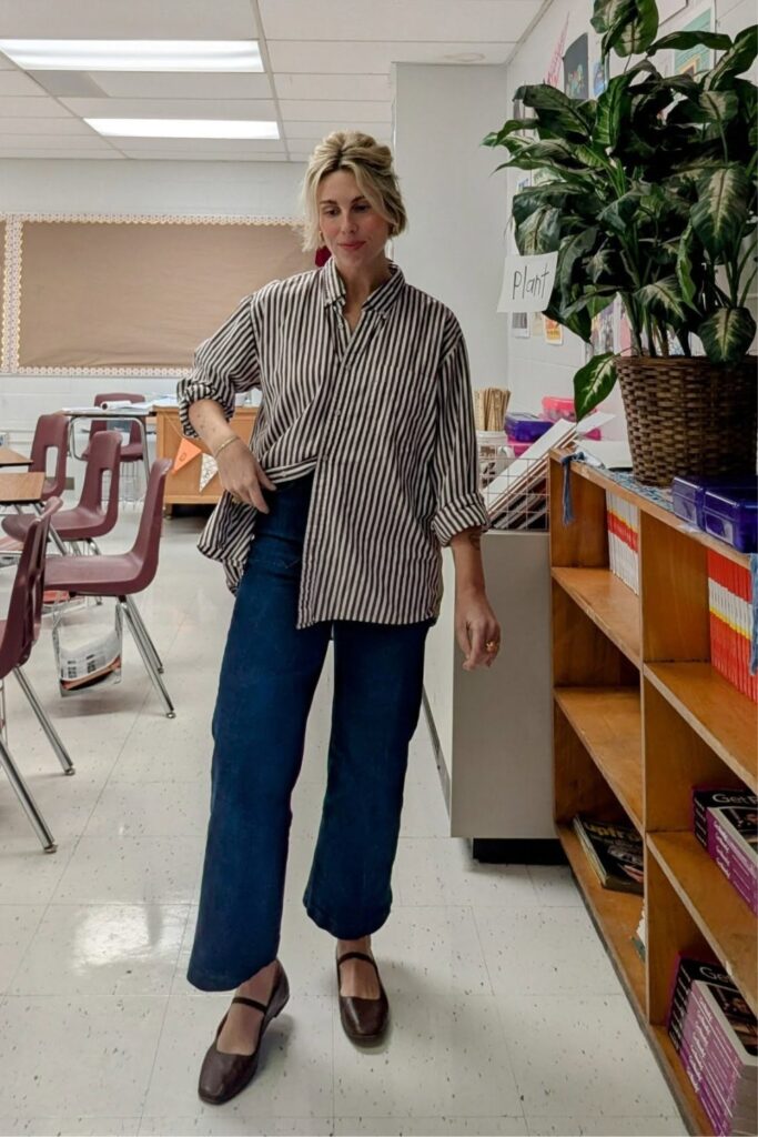 Oversized Stripes and Denim for a Relaxed Look