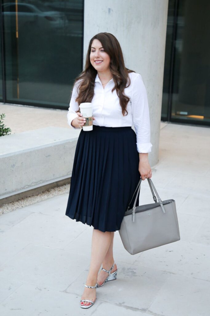 Classic White Shirt and Midi Skirt Combo