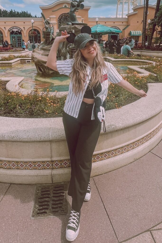 Baseball Jersey and Wide-Leg Pants