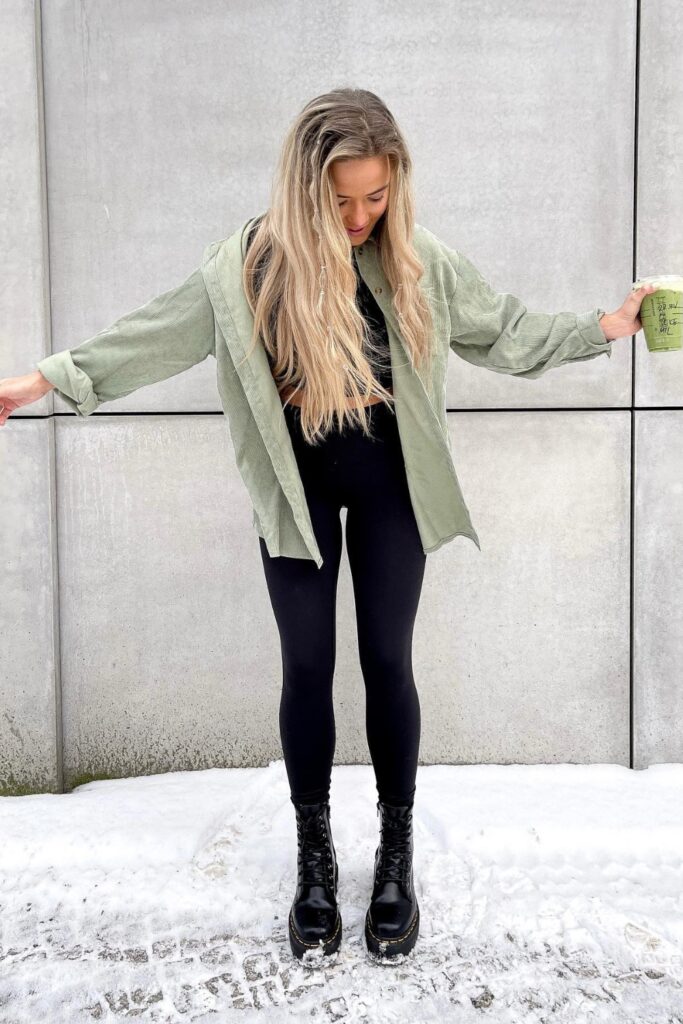 Oversized Button-Up and Leggings