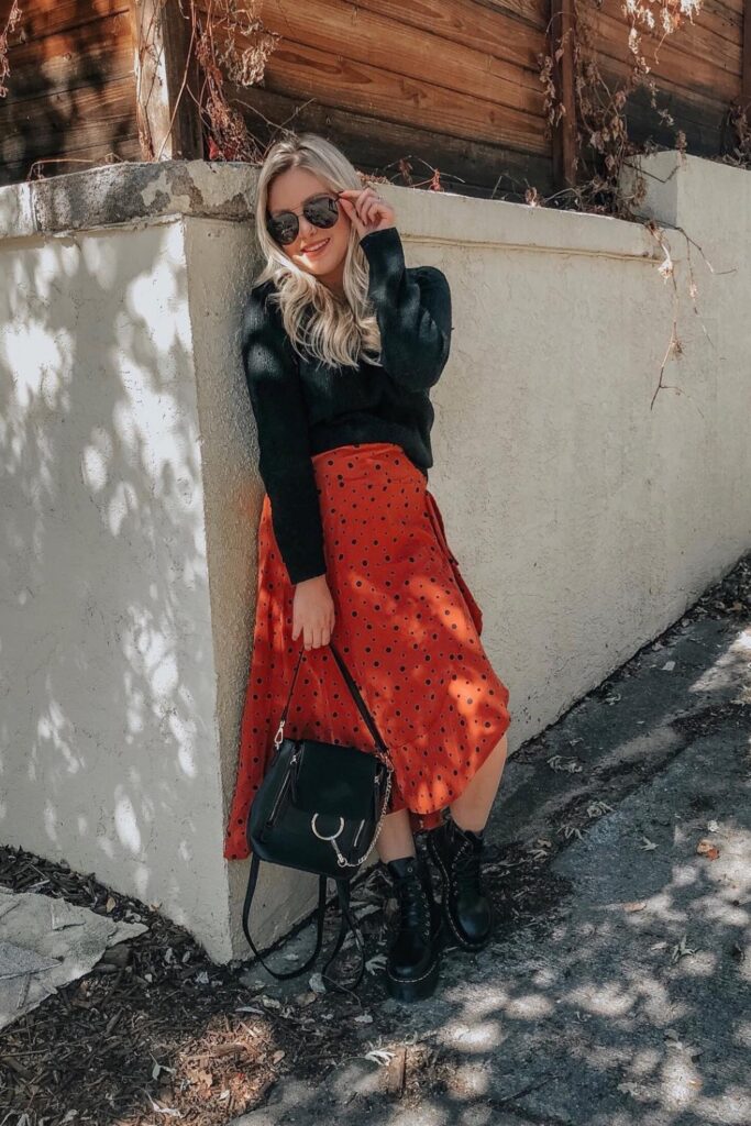 Polka Dot Midi Skirt