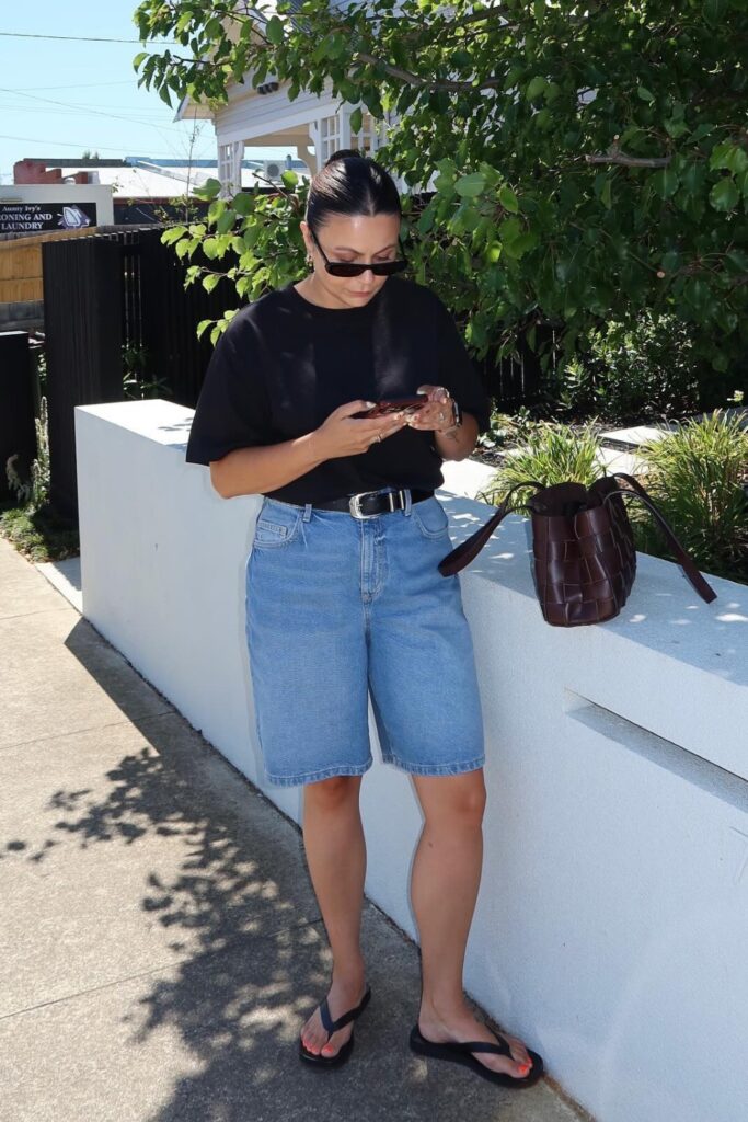 Black Tee and Bermuda Shorts