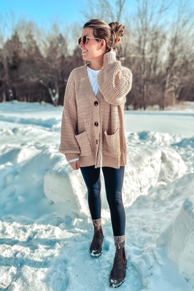 Chunky Cardigan and Ankle Boots