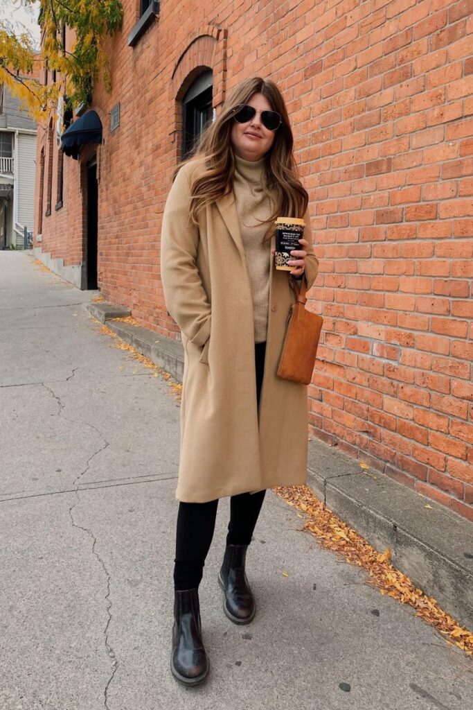 Camel Coat and Turtleneck