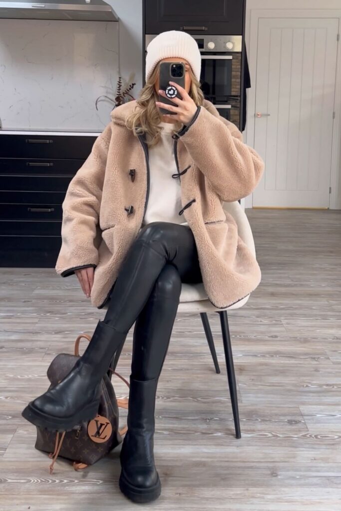 Teddy Coat and Chunky Boots