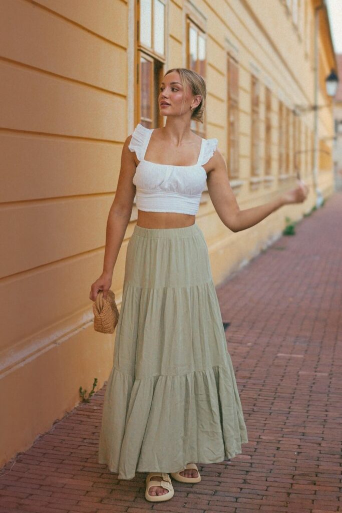 Ruffled Crop Top and Tiered Skirt