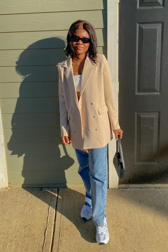 Beige Blazer and Crop Top