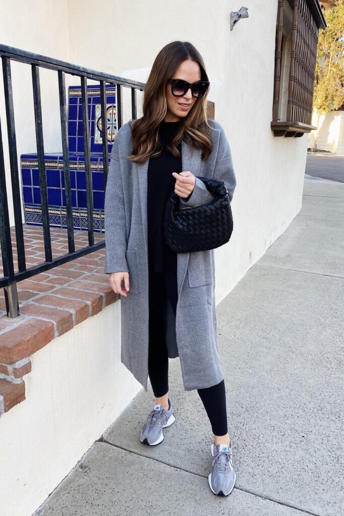 Gray Long Coat Ensemble