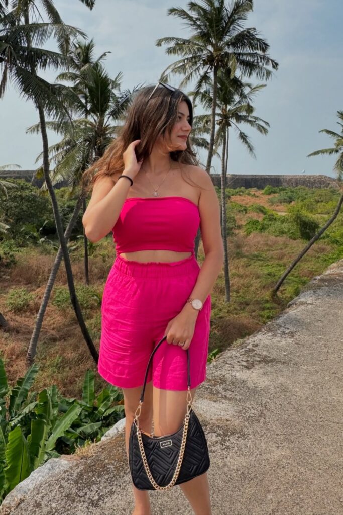 Hot Pink Crop Top and Shorts