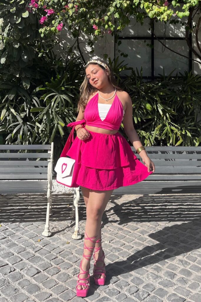 Hot Pink Halter and Mini Skirt