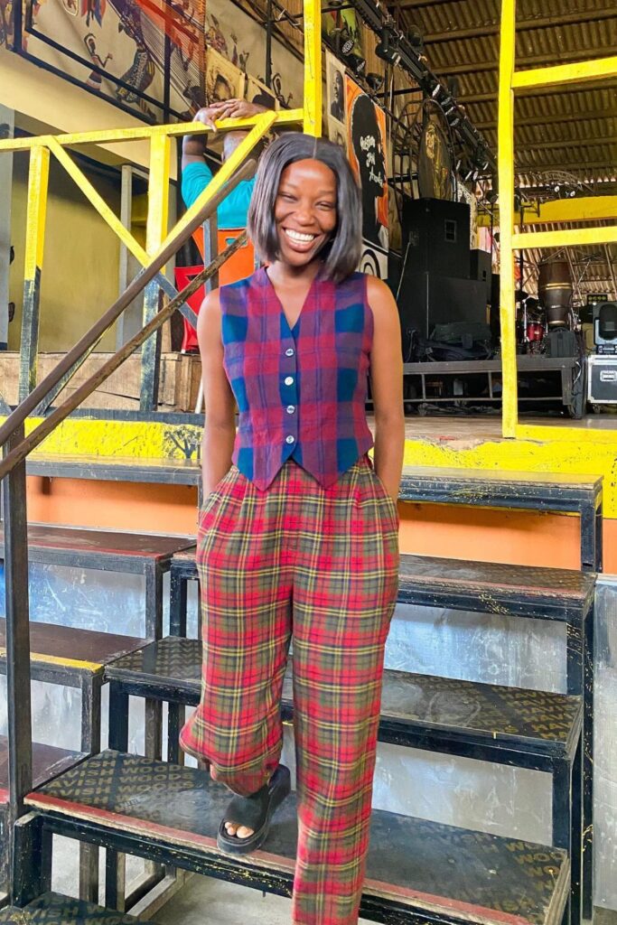 Plaid Vest and Matching Wide-Leg Plaid Pants