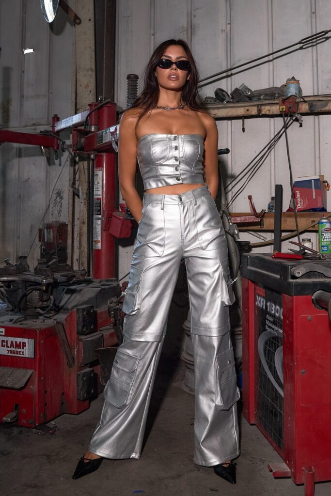 Strapless Crop Top and Cargo Pants