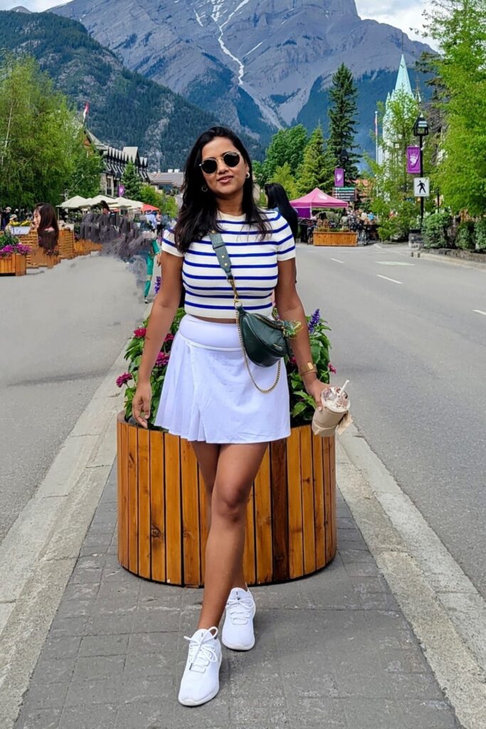 Striped Crop Top and White Skirt