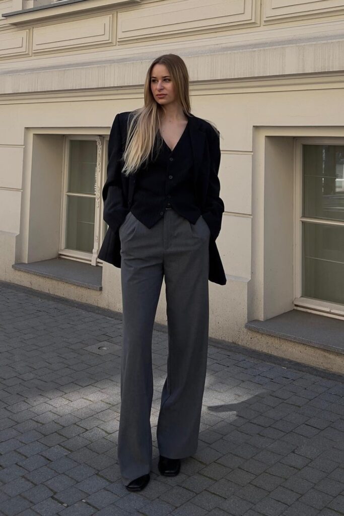 Black Vest and Blazer Combo